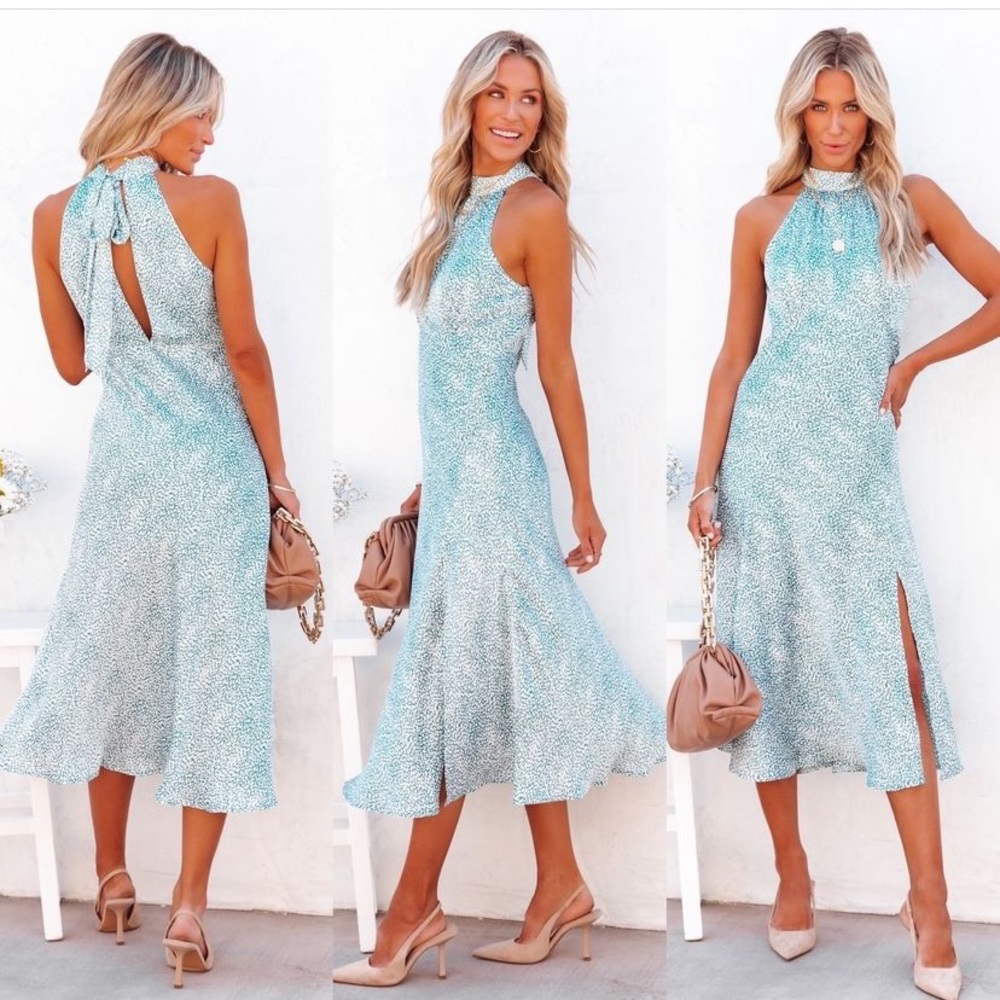 Blue/white halter dress